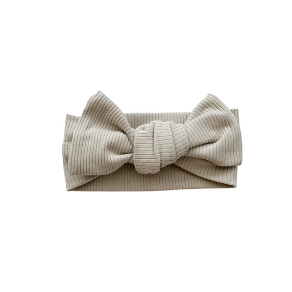 Ribbed Baby Bow | Stone