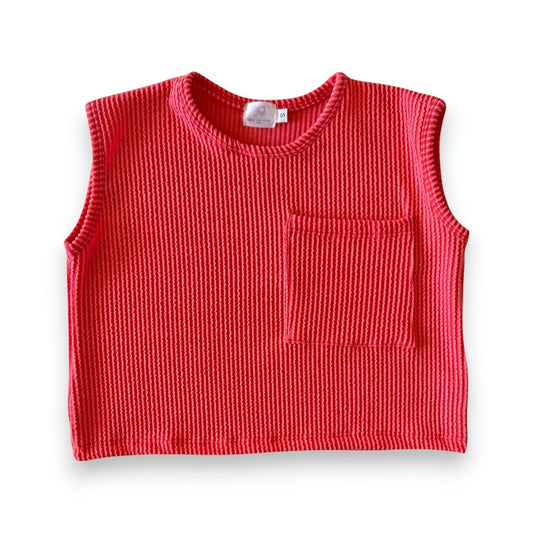 Pink Wavy Rib Boxy Tank