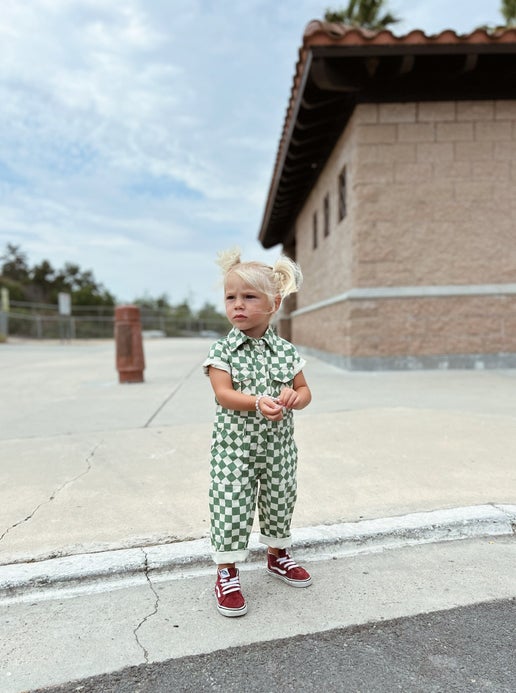 Harper Jumpsuit in Green & White