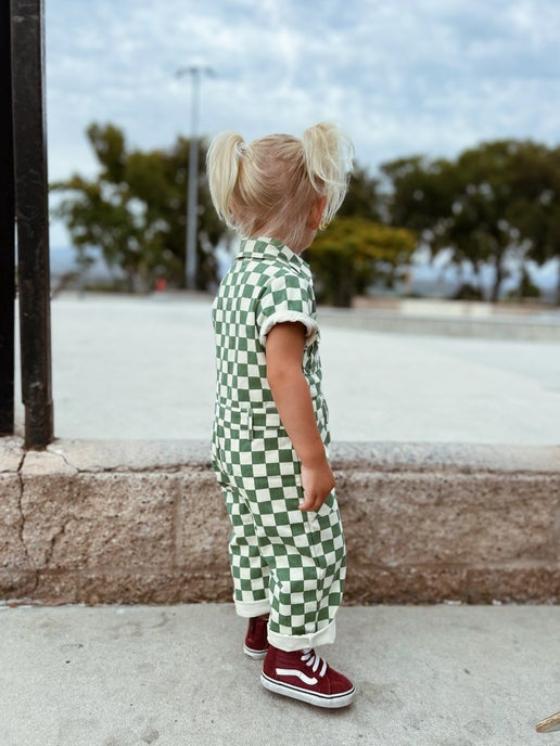 Harper Jumpsuit in Green & White