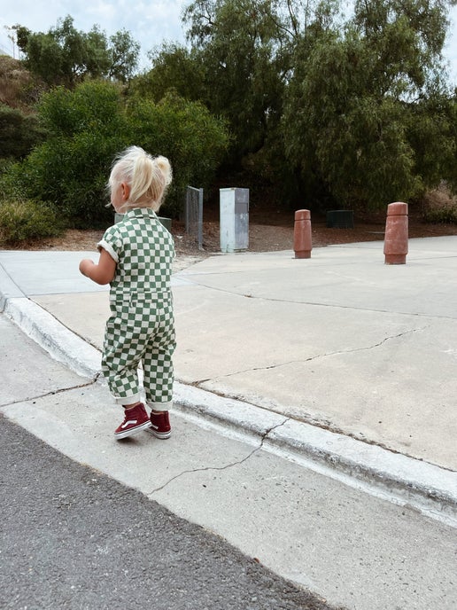 Harper Jumpsuit in Green & White