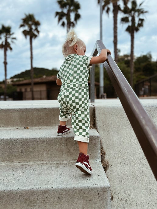 Harper Jumpsuit in Green & White