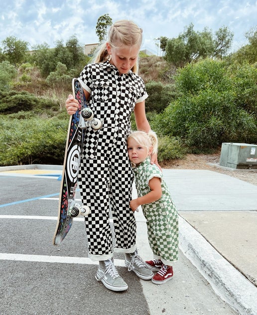 Harper Jumpsuit in Green & White