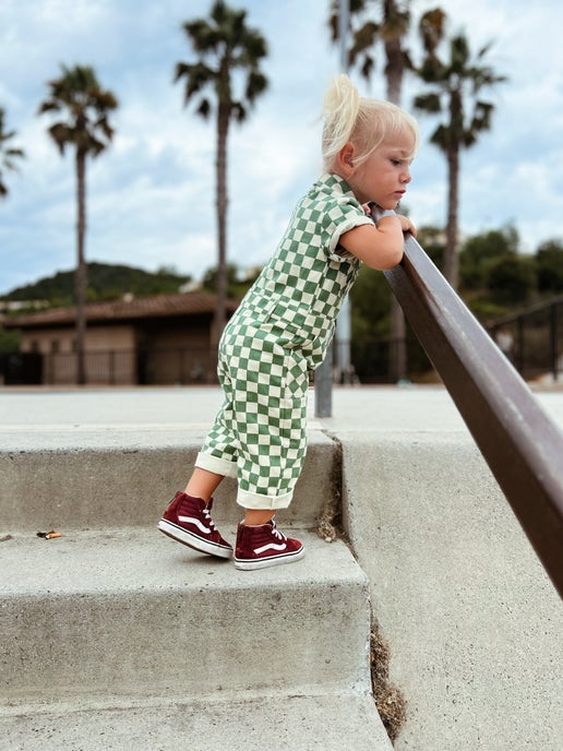 Harper Jumpsuit in Green & White