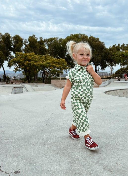 Harper Jumpsuit in Green & White