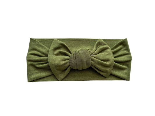 Ribbed Baby Bow | Olive Green