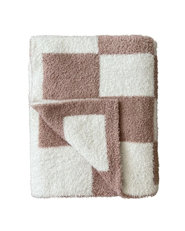 Fuzzy Blanket | Blush Checkered